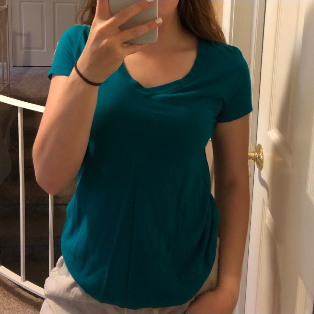 Blue V- neck T-shirt top